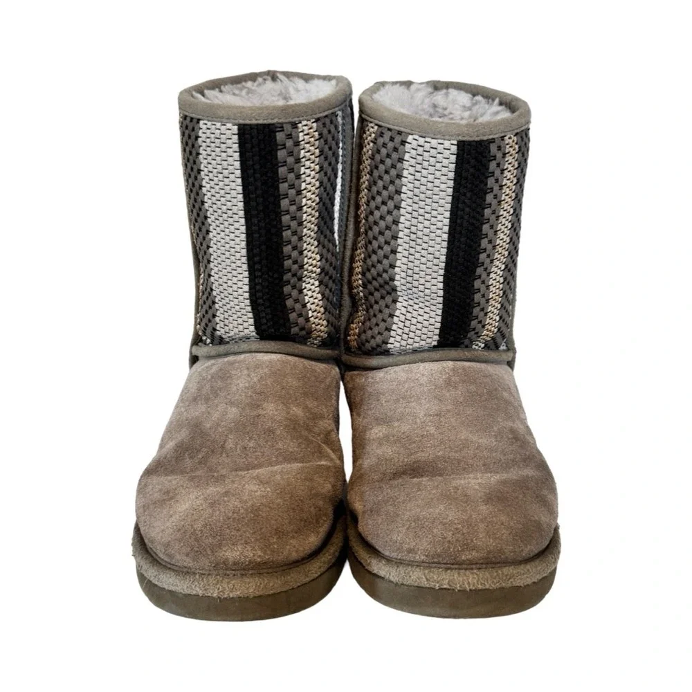 UGG Women's Classic Short Woven Suede Gray Boot 1010551 Size 8